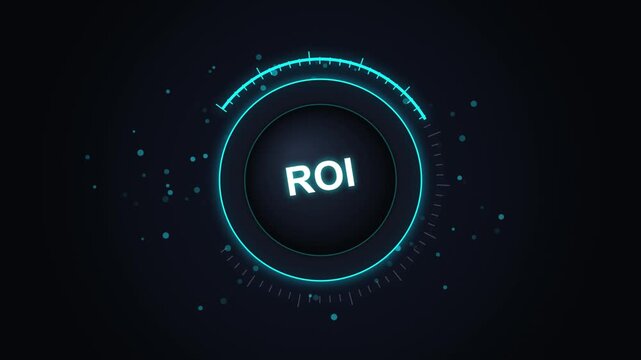 Roi return on investment digital hud interface animation for business growth and financial analytics