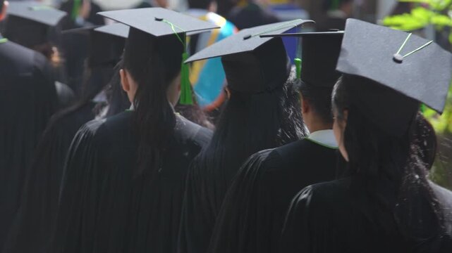 backside graduation hats during commencement success graduates of the university, Concept education congratulation. Graduation Ceremony ,Congratulated the graduates in University during commencement