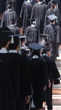 backside graduation hats during commencement success graduates of the university, Concept education congratulation. Graduation Ceremony ,Congratulated the graduates in University during commencement