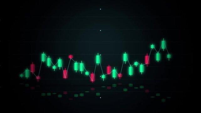 Glowing financial candlestick chart