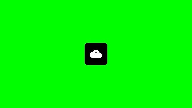 Cloud storage upload icons displayed on green screen background