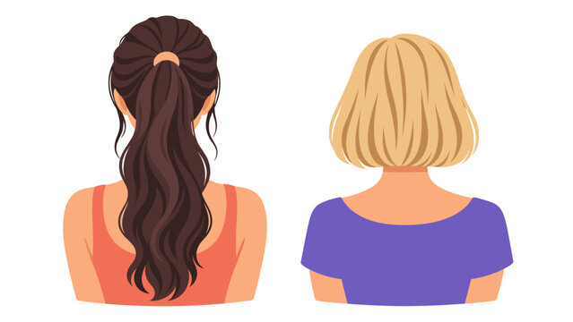 Two women viewed from behind with different hairstyles