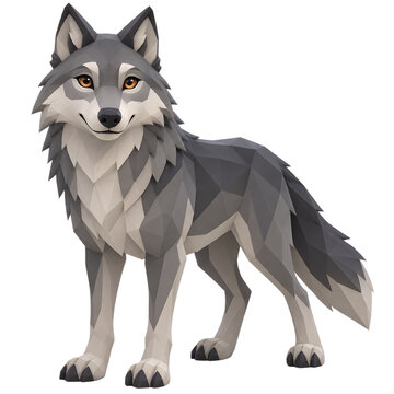 Stylized low poly wolf graphic element isolated on a transparent