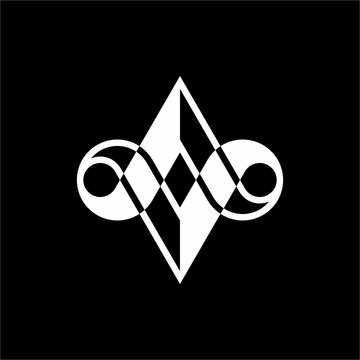 Futuristic AV or VA infinity emblem built with geometric checkered patterns and dual loops. Perfect for data analytics, software engineering, AI tech, plus digital platforms.