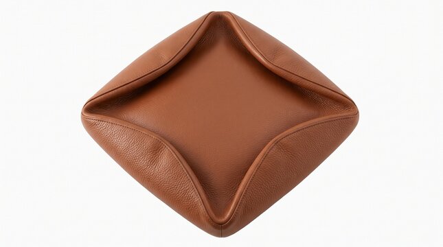 Brown leather pouch with open flap for communication design mockups