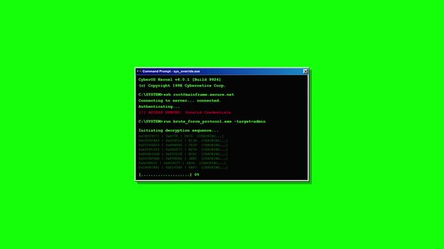 Hacking Success on a System Mainframe Displaying Access Granted After a Brute Force Protocol Cracks Security Credentials on a Command Prompt