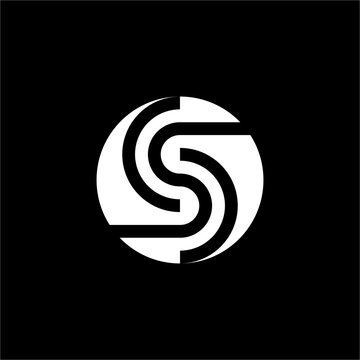 Creative S monogram enclosed in a split circular negative space design. Ideal for architecture, real estate, modern media, & biotech.