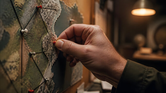 Strategist Placing Pin on Strategy Map for Tactical Planning