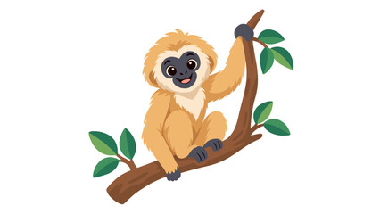 Smiling sloth sitting on a leafy tree branch © Andrei