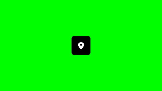 Location pin markers arranged in grid on green screen