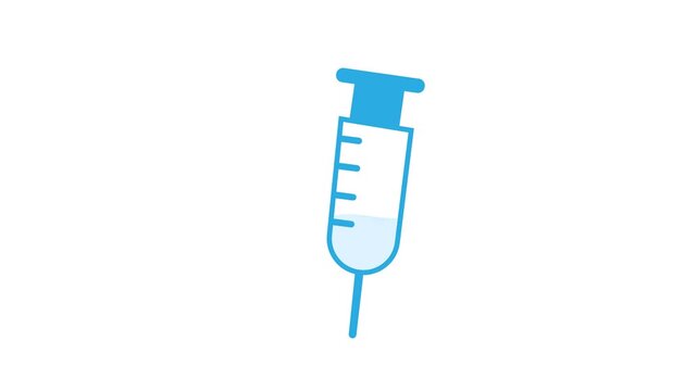 Syringe rotation motion graphic blue medical vaccine injection loop