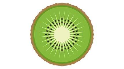 Naklejka premium Cross-section of a kiwi fruit showing green flesh and black seeds