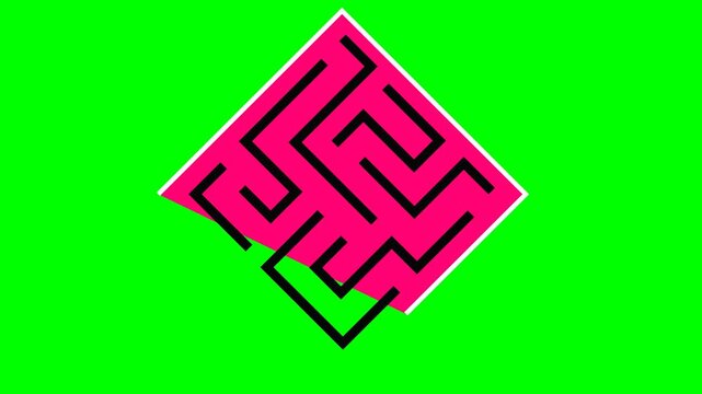 Animated pink diamond maze on green screen