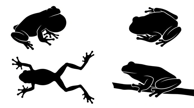 Frogs set black silhouette vector illustration isolated on white background