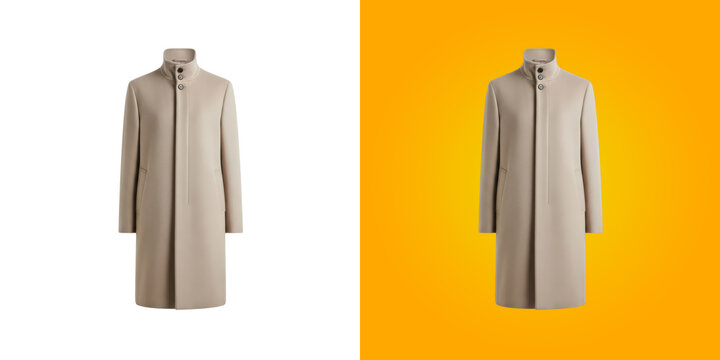 Elegant beige wool coat for men classic long winter outerwear apparel design