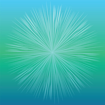 Abstract green radial light burst background with speed zoom lines for energy banner design