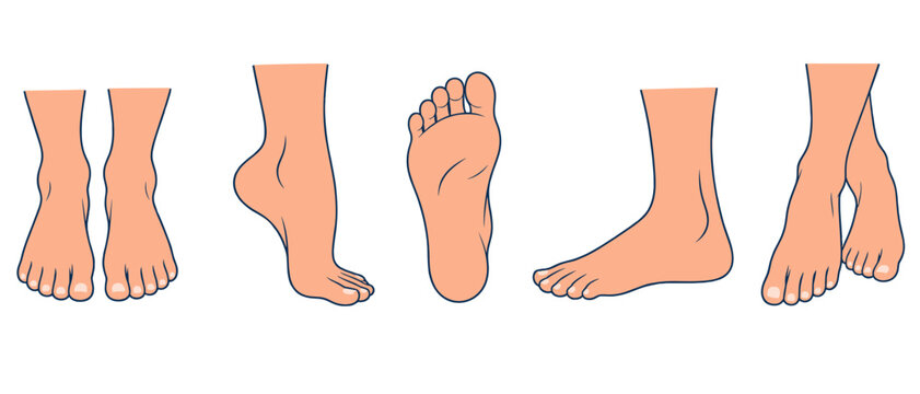 Bare feet shown from different angles
