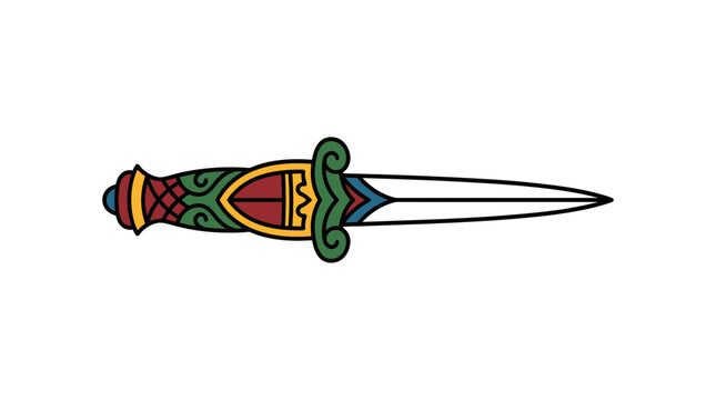 Ornate Dagger with Colorful Patterned Handle