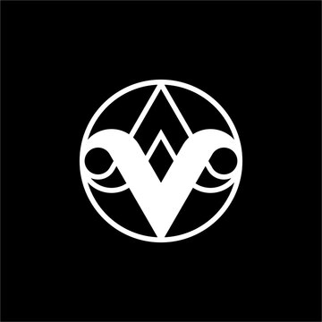 Elegant circular AV or VA monogram with fluid wave infinity loop accents. Perfect for sustainable tech, renewable energy, oceanics, plus modern consulting.