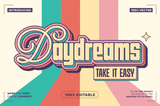 Editable Daydreams Retro Cartoon Text Effect for Poster Branding and Social Media Design