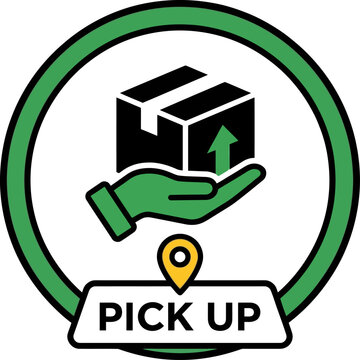 Order Pickup Sign Flat Vector Parcel Collection Point Retail Graphic