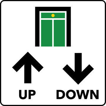 Elevator Wayfinding Sign Flat Vector Lift Up Down Arrow Indicator Icon