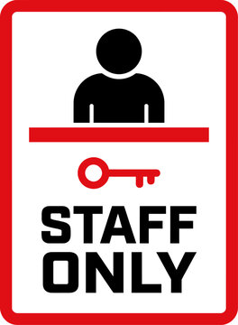 Staff Only Sign Flat Vector Authorized Personnel Restriction Door Plaque