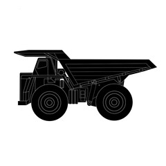 Dump truck silhouette design vector,dump truck silhouette image,dump truck silhouette illustration, sillhouette dump truck stock vector,black dump truck image, black dump truck design icon © Hari