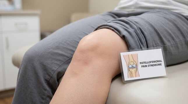 Patellofemoral Pain Syndrome Knee Injury in Patient, Clinical Orthopedic Examination Concept for Sports Medicine, Rehabilitation, Diagnosis and Healthcare Education