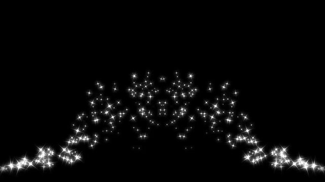cartoon stars line glitter sparkles, white shining stars and dust particles star sparkle vector doodles, hristmas stars isolated on a black screen, magic dust and pixie dust path.
