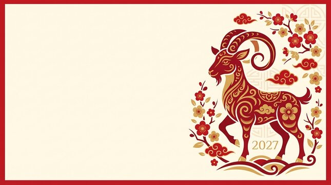 Celebrating the lunar new year with the symbolism of the goat representing peace harmony and good fortune for the coming year