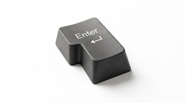 A single black enter key isolated on a white background.