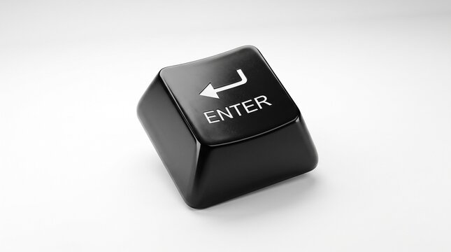 A single black computer keyboard key with the word enter printed on it.