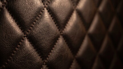 Obraz premium Quilted leather upholstery features intricate stitching patterns. Dark luxury casino interior background with soft ambient lighting.