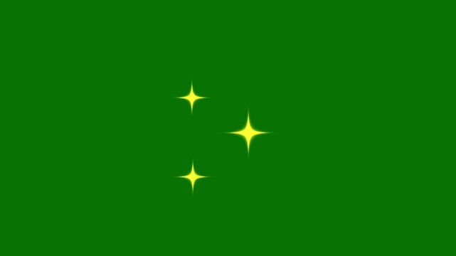 white star blinking animation, twinkling Star or blinking light effect on green screen background, flat vector cartoon star shining festive overlay, retro blinking effects 4K video.
