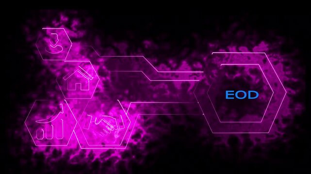 EOD End Of Day Business Network - Hexagon Connection with Smoke Background Loop