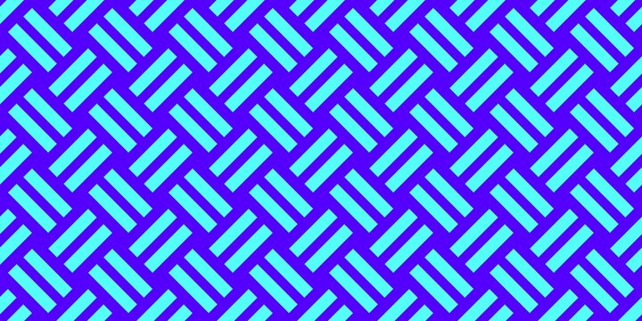 Abstract geometric seamless pattern with cyan stripes on vibrant purple background. Modern  texture for print, digital art, or wallpaper