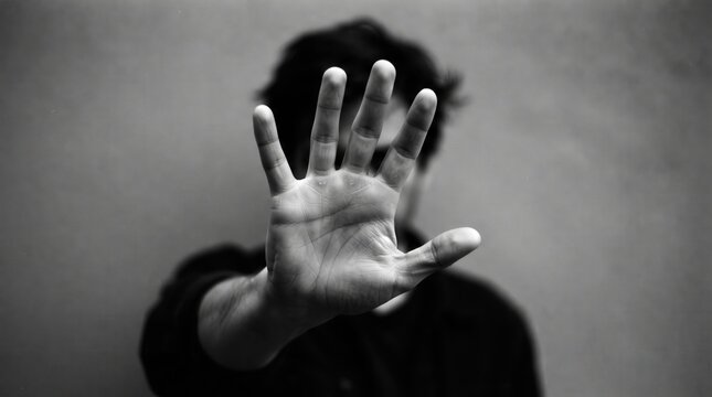 Hand stopping motion for world aids day awareness and prevention