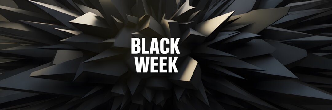Dynamic Geometric Shards Background Featuring Bold Black Week Text in
