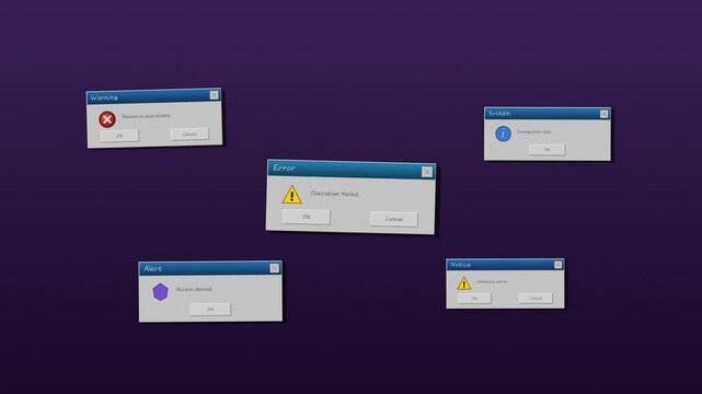 Computer Error Message Popup Window Warning