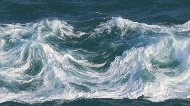 Rolling Ocean Waves Rendered in Expressive Painterly Style