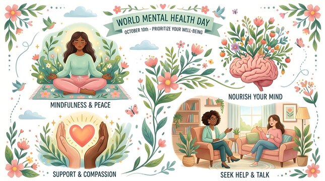 Cultivating inner peace and emotional wellbeing a visual journey towards mental health and self care practices