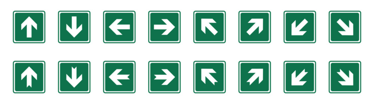 Green Emergency Exit and Assembly Point Vector Sign, Evacuation Route Escape Guidance and Direction Arrow Safety Symbol