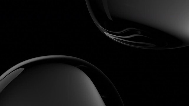 Wavy dark surface on a black background, 4k seamless loop 3d animation