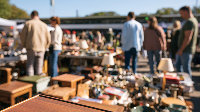 People Browsing Second Hand Vintage Flea Market for Home Decor
