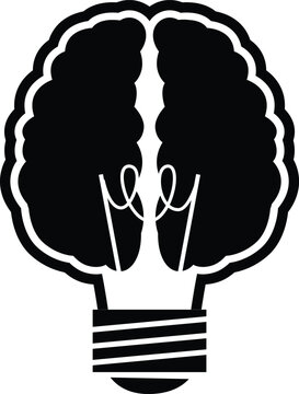 Brain Light Bulb Creative Idea Innovation Monogram Icon Vector Illustration in AI EPS SVG PNG