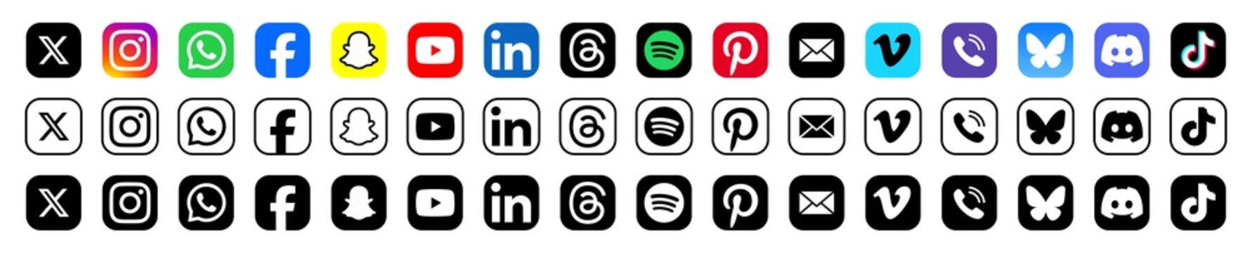 Social media icons collection 2026. social media network logos vector set. latest icon pack
