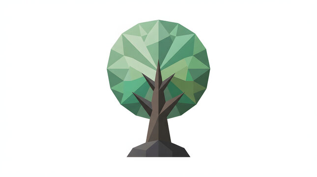 Low poly tree illustration isolated on a transparent background for