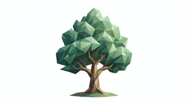 Low poly tree isolated graphic element for environmental design and