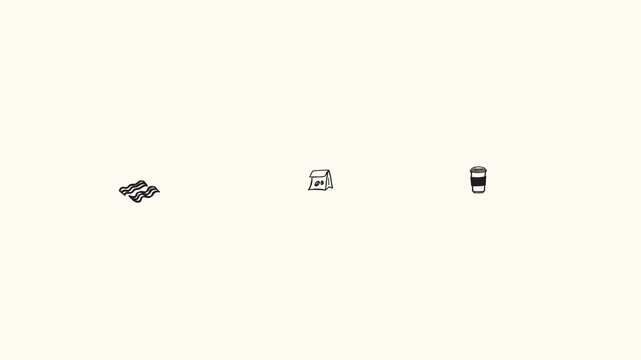 Breakfast icon animation stop motion pop out hand drawing doodle sketchy coffee brunch
